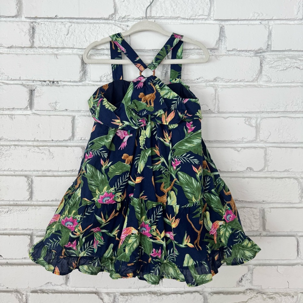 Janie and Jack Tropical Floral Dress - Navy and Green